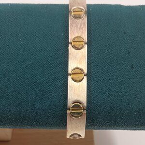 925 MILOR Sterling Silver Gold Screw head, Link Bracelet.